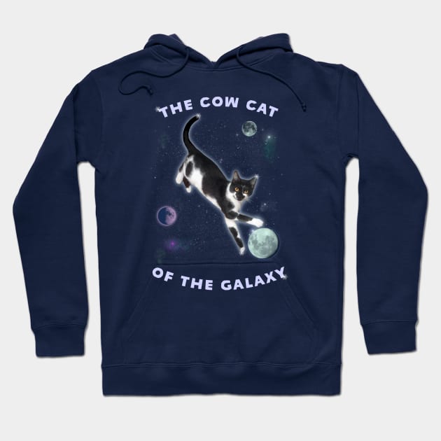 Funny Galaxy Cat - "Cow Cat of the Galaxy" Cow cat and moon Hoodie by jdunster